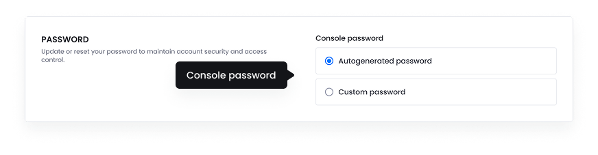 SSO Dashboard - Console
Password