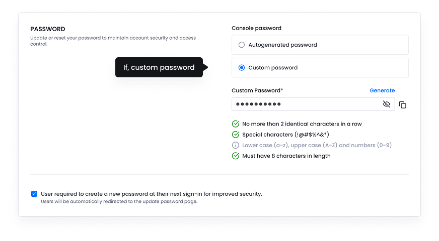 SSO Dashboard - Custom
Password