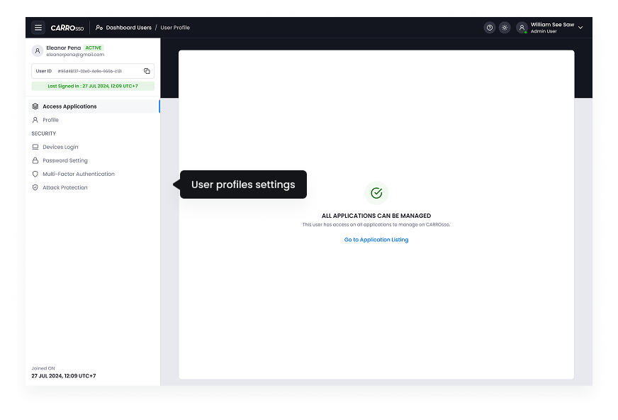 SSO Dashboard - Dashboard users - Access Apps